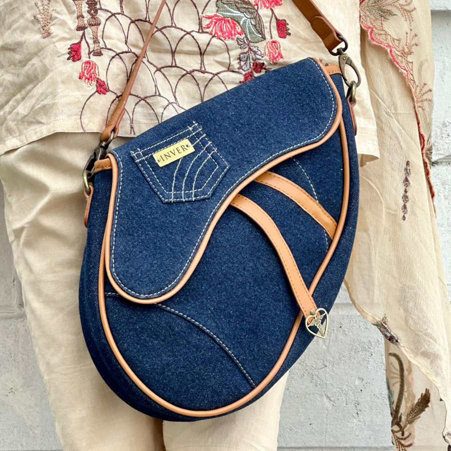 Denim Saddle Bag For Women Blue #SDB-Blue-01