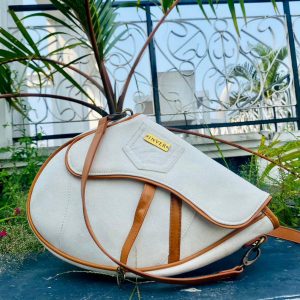 Denim Saddle Bag For Women White #SDB-White-03