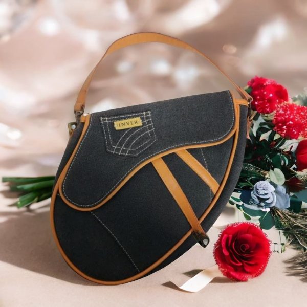 Denim Saddle Bag For Women Black #SDB-Black-04